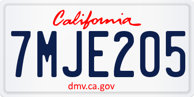 CA license plate 7MJE205