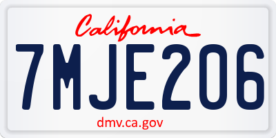 CA license plate 7MJE206