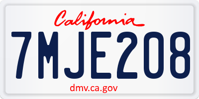 CA license plate 7MJE208