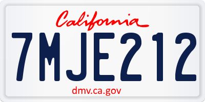 CA license plate 7MJE212