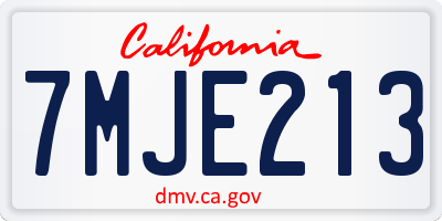 CA license plate 7MJE213