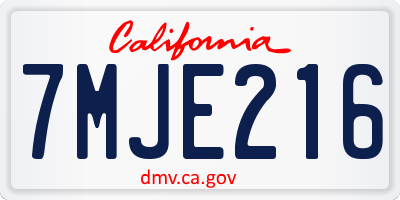 CA license plate 7MJE216