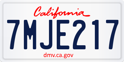 CA license plate 7MJE217