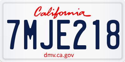 CA license plate 7MJE218