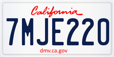 CA license plate 7MJE220