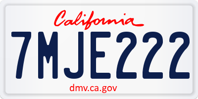CA license plate 7MJE222