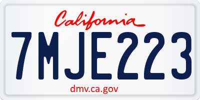 CA license plate 7MJE223