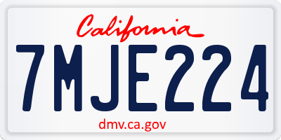CA license plate 7MJE224