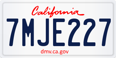 CA license plate 7MJE227