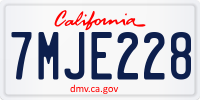 CA license plate 7MJE228