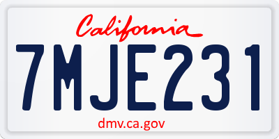 CA license plate 7MJE231