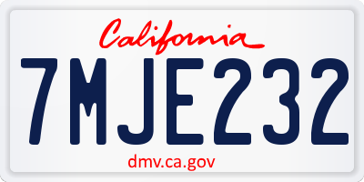 CA license plate 7MJE232