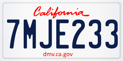 CA license plate 7MJE233