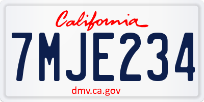 CA license plate 7MJE234