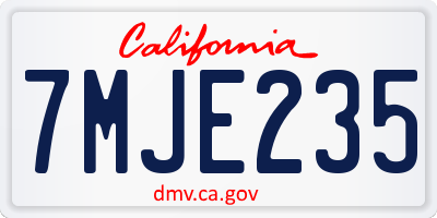 CA license plate 7MJE235