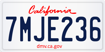 CA license plate 7MJE236