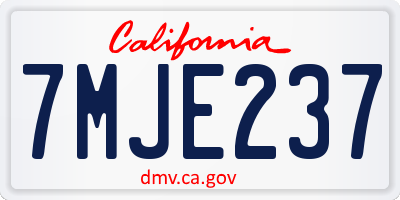 CA license plate 7MJE237