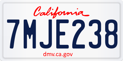 CA license plate 7MJE238