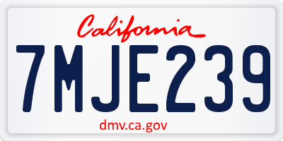 CA license plate 7MJE239