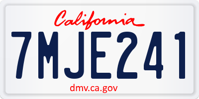 CA license plate 7MJE241