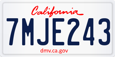 CA license plate 7MJE243