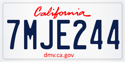 CA license plate 7MJE244