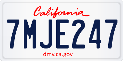 CA license plate 7MJE247