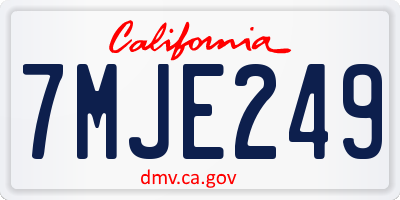 CA license plate 7MJE249