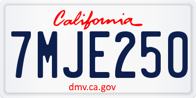 CA license plate 7MJE250