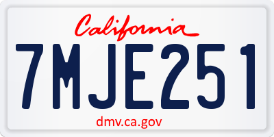 CA license plate 7MJE251