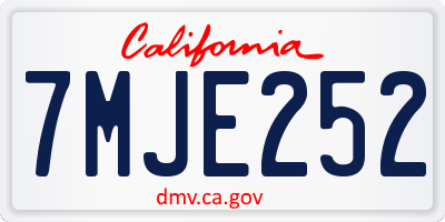 CA license plate 7MJE252