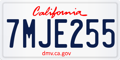 CA license plate 7MJE255