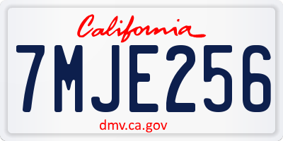 CA license plate 7MJE256