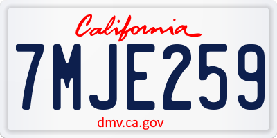 CA license plate 7MJE259