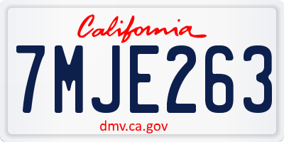 CA license plate 7MJE263