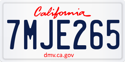 CA license plate 7MJE265