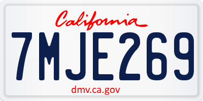 CA license plate 7MJE269