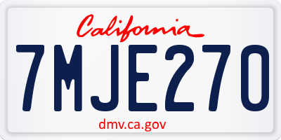CA license plate 7MJE270