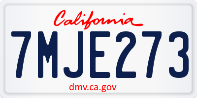 CA license plate 7MJE273