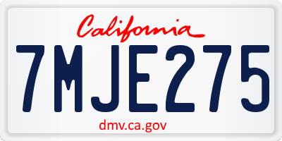 CA license plate 7MJE275
