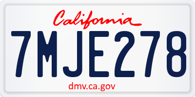 CA license plate 7MJE278