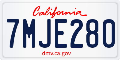 CA license plate 7MJE280