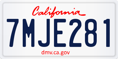 CA license plate 7MJE281