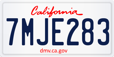 CA license plate 7MJE283