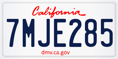 CA license plate 7MJE285