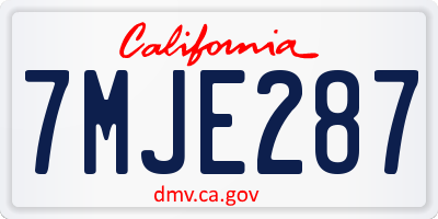 CA license plate 7MJE287