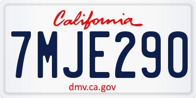 CA license plate 7MJE290