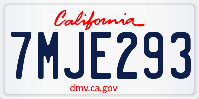 CA license plate 7MJE293