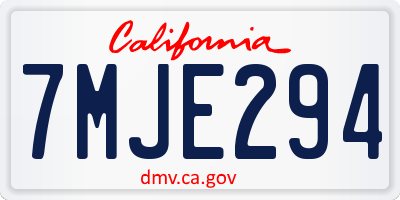CA license plate 7MJE294