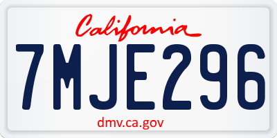 CA license plate 7MJE296